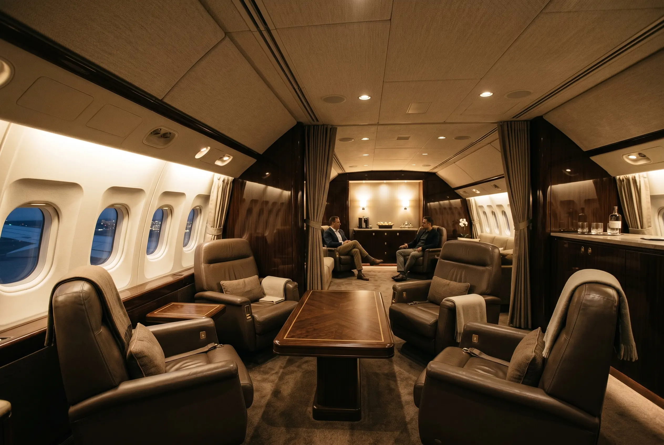 Airbus ACJ320neo VIP lounge cabin appointed for the New York to Miami journey