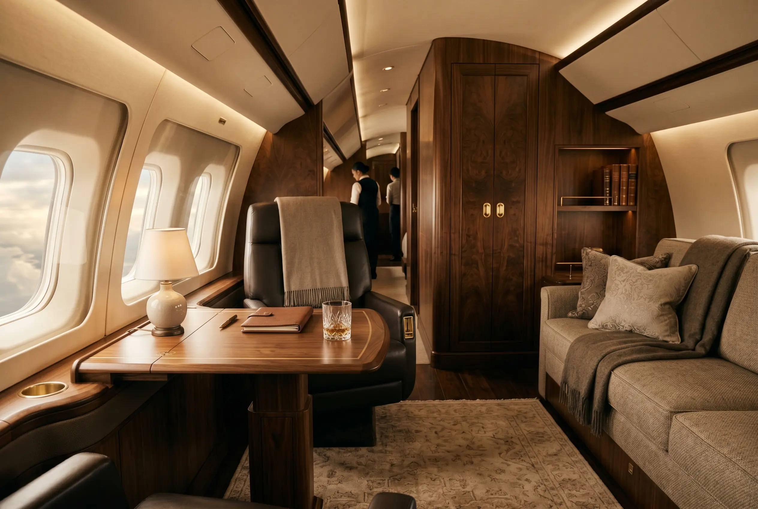 Boeing Business Jet (BBJ) private stateroom aboard the New York to Miami charter