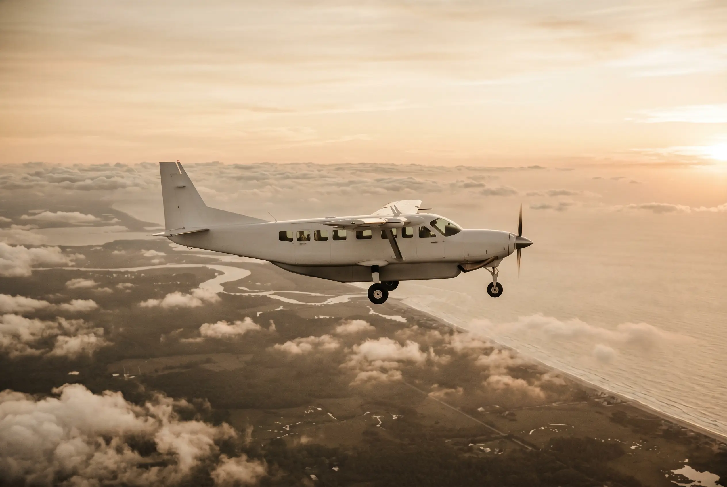 Cessna Grand Caravan EX in flight at altitude en route from New York to Miami