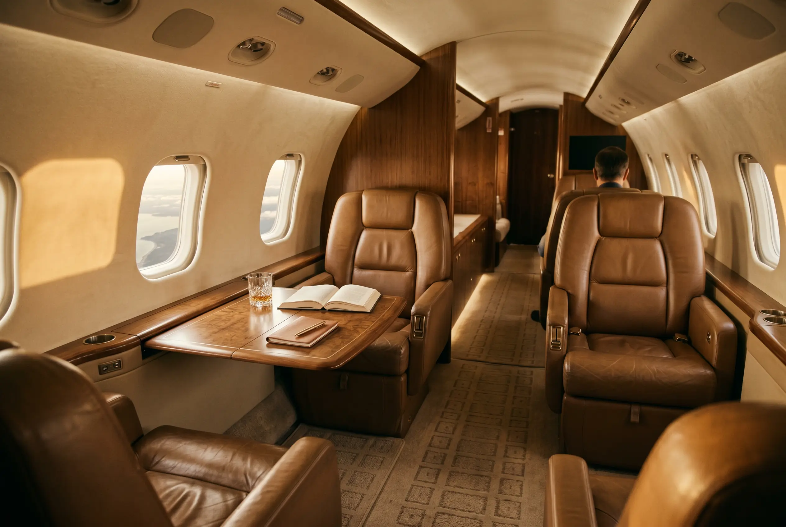 Bombardier Challenger 300 cabin appointed for the New York to Miami charter