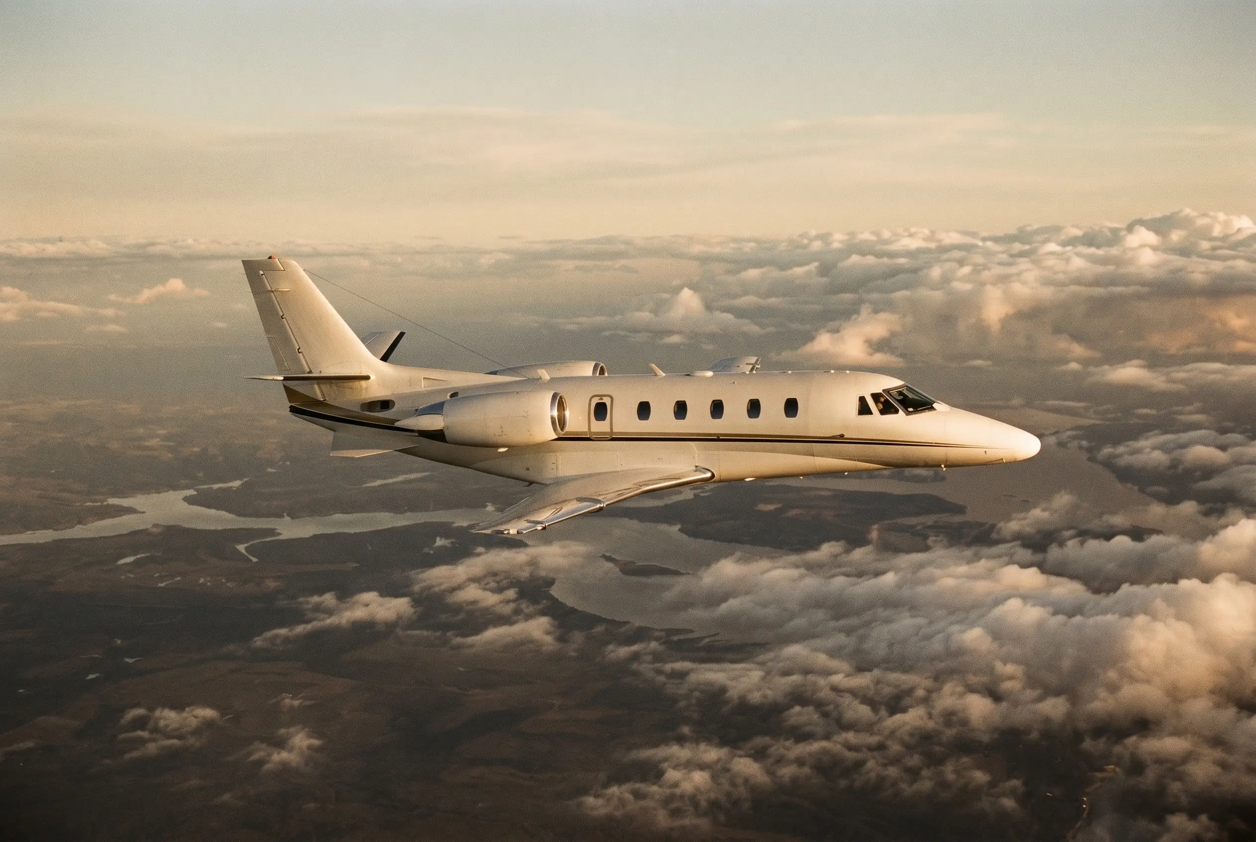 Cessna Citation Excel in flight at altitude en route from New York to Miami