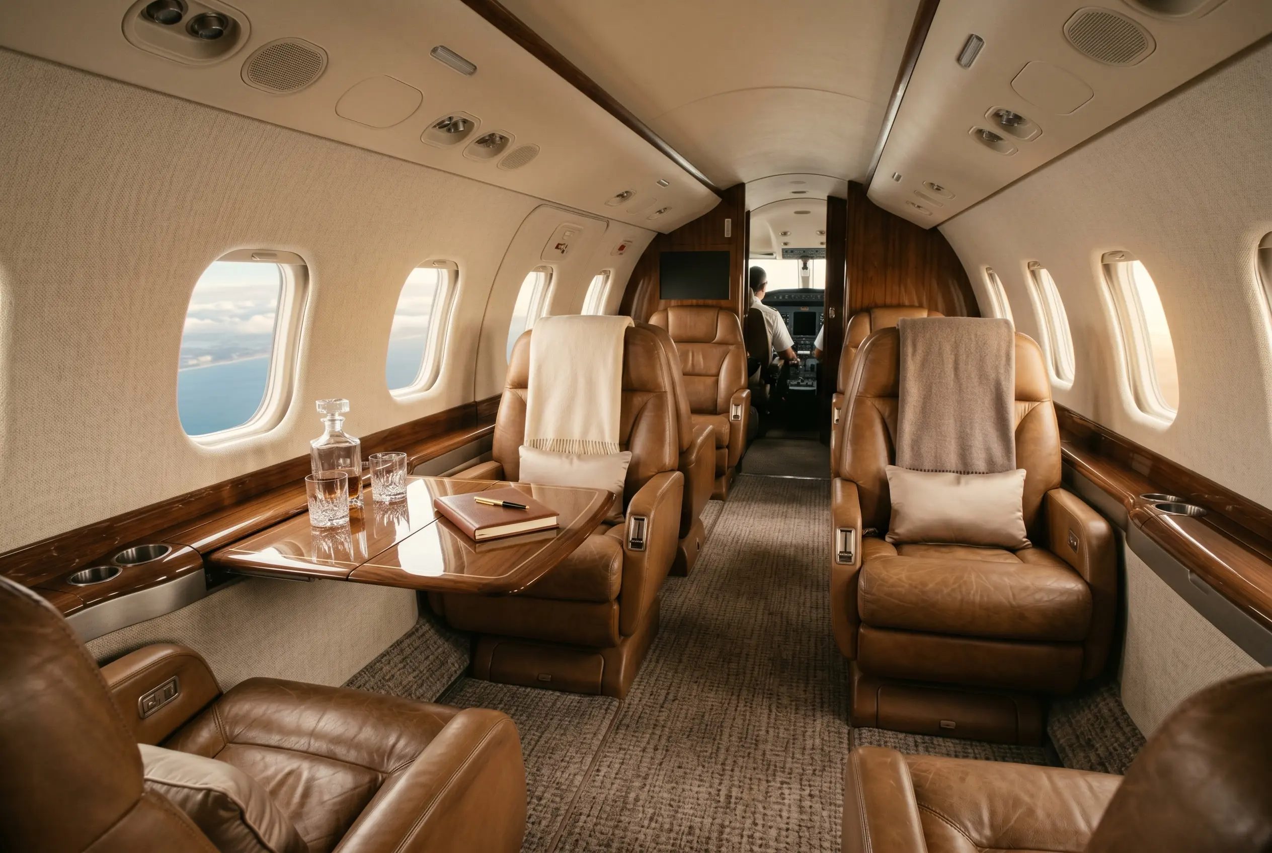 Cessna Citation Longitude cabin appointed for the New York to Miami charter
