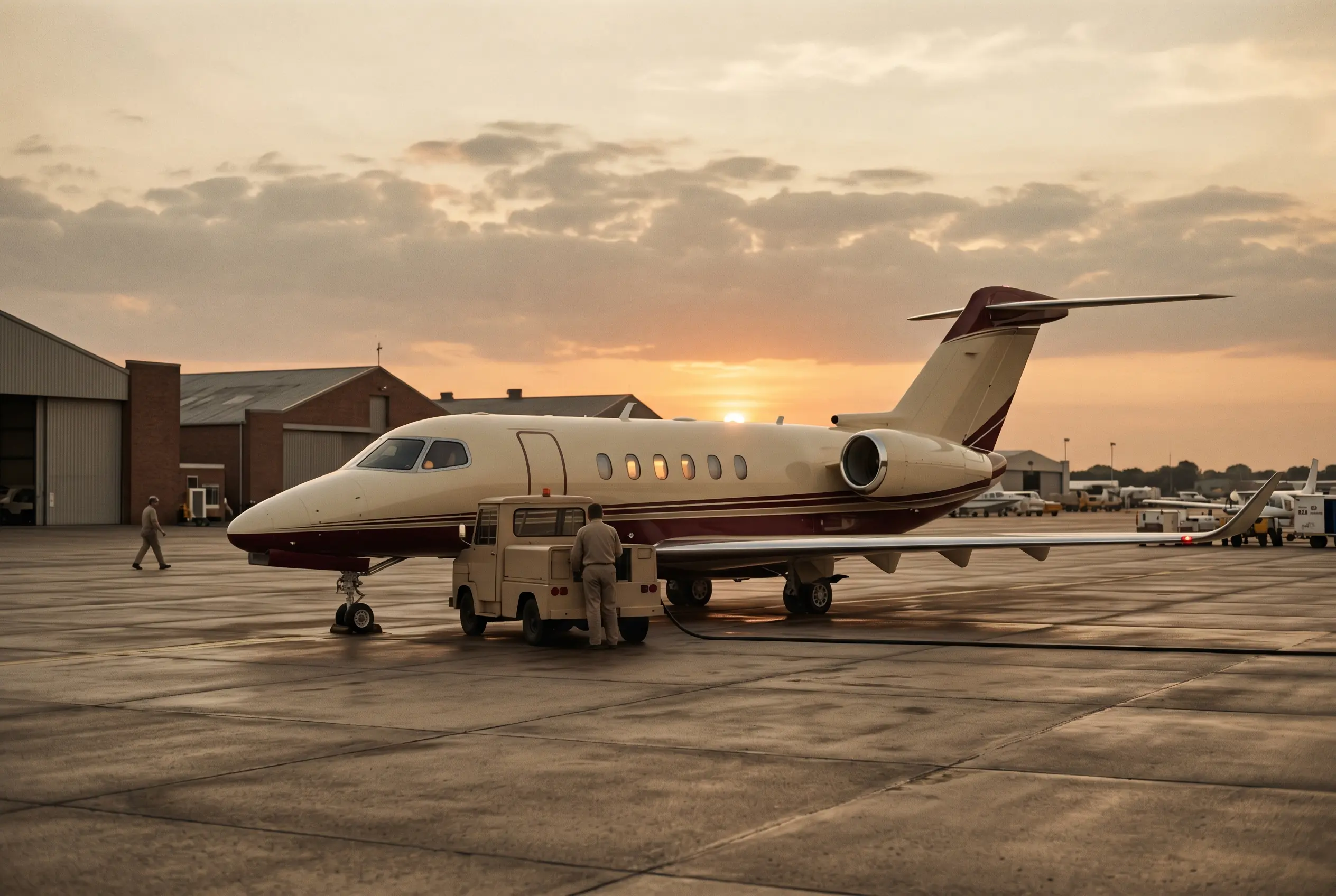 Cessna Citation Longitude parked on a private ramp at dusk before a New York to Miami flight