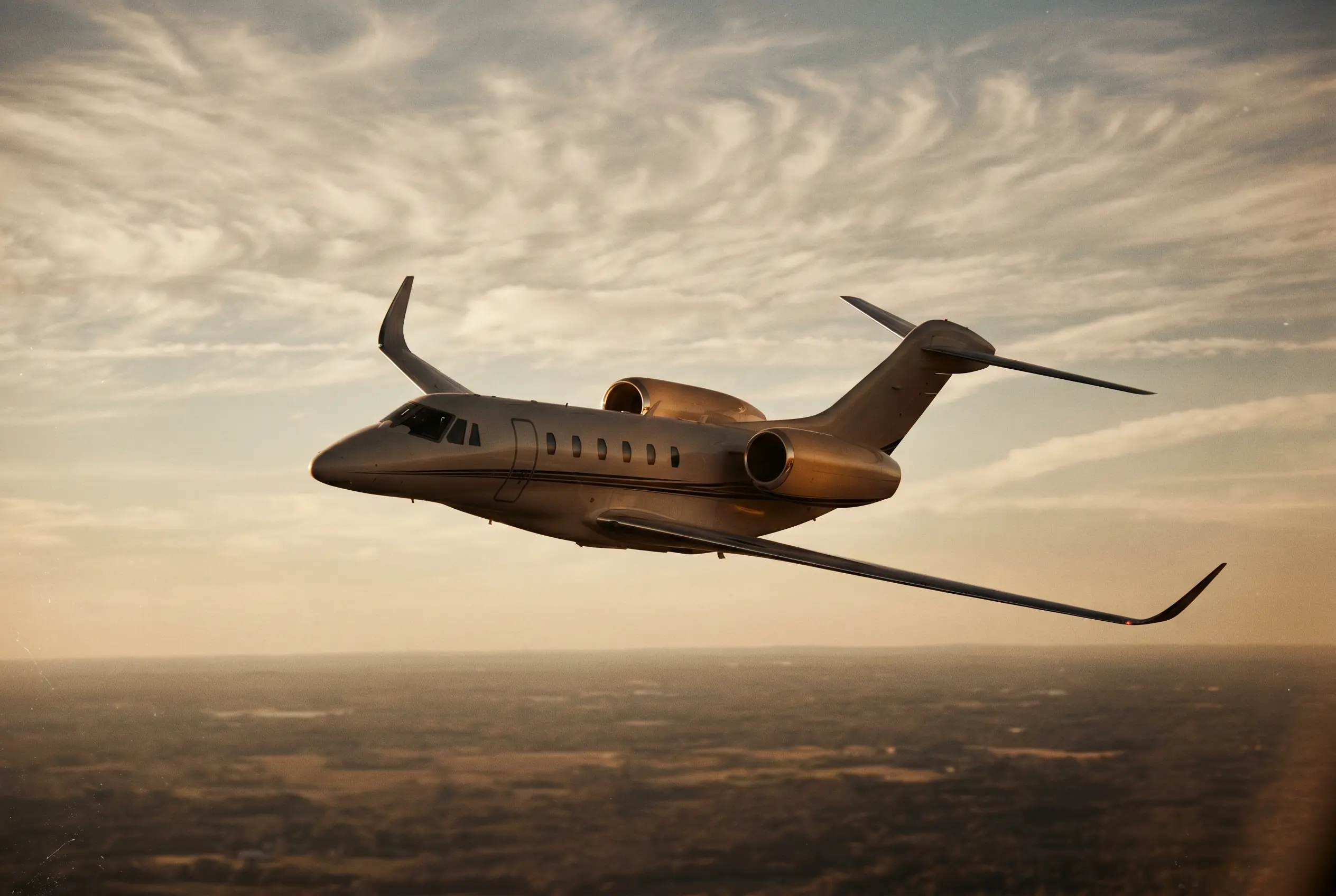 Cessna Citation X+ in flight at altitude en route from New York to Miami