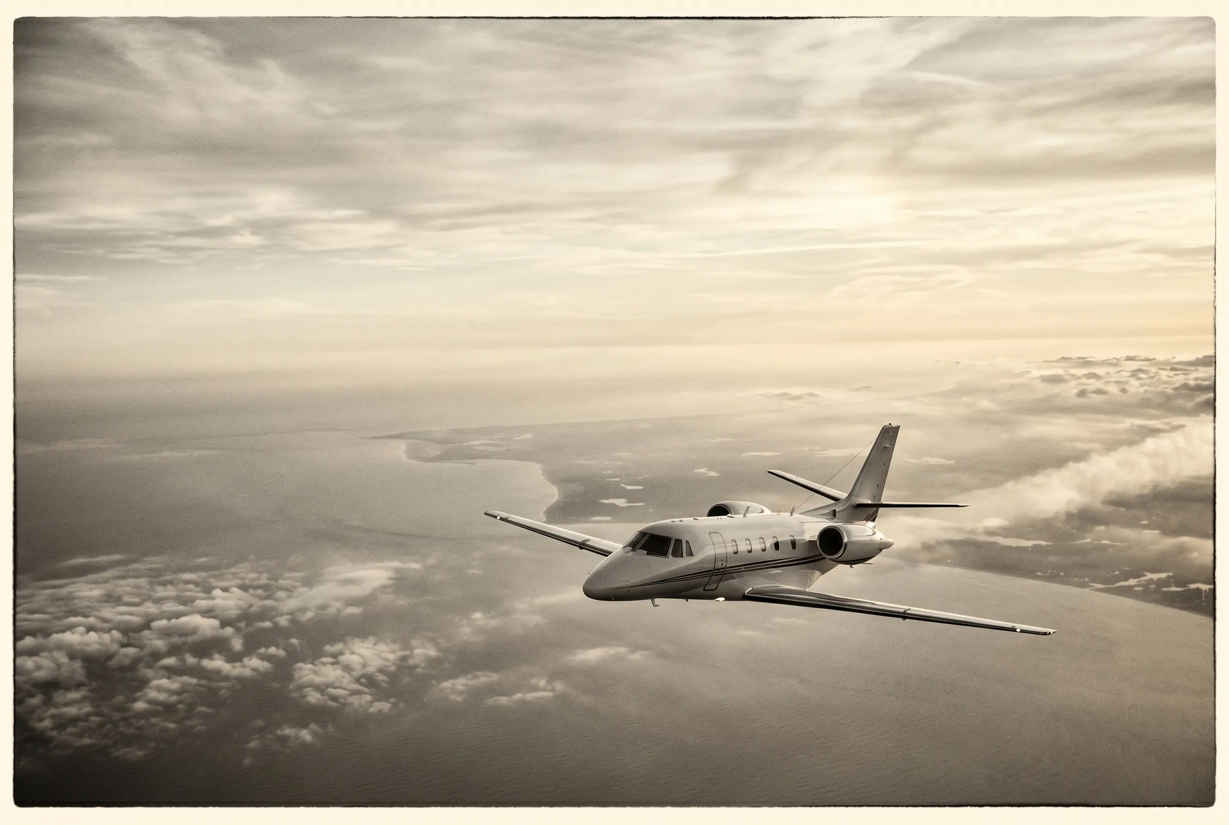 Cessna Citation XLS+ in flight at altitude en route from New York to Miami