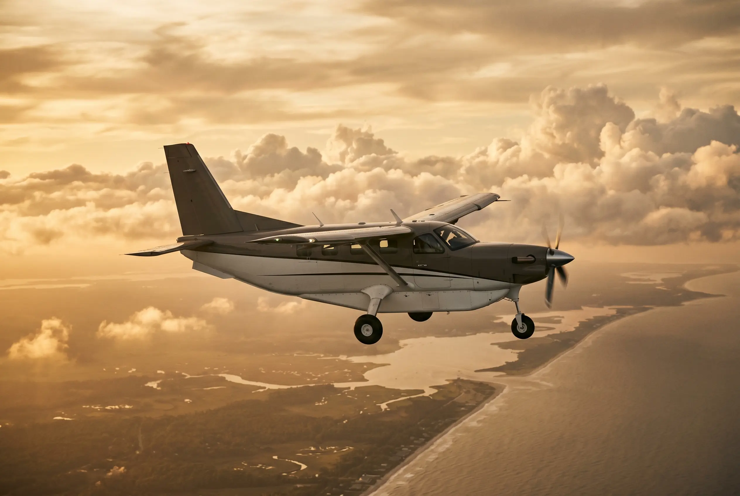Daher Kodiak 900 in flight at altitude en route from New York to Miami