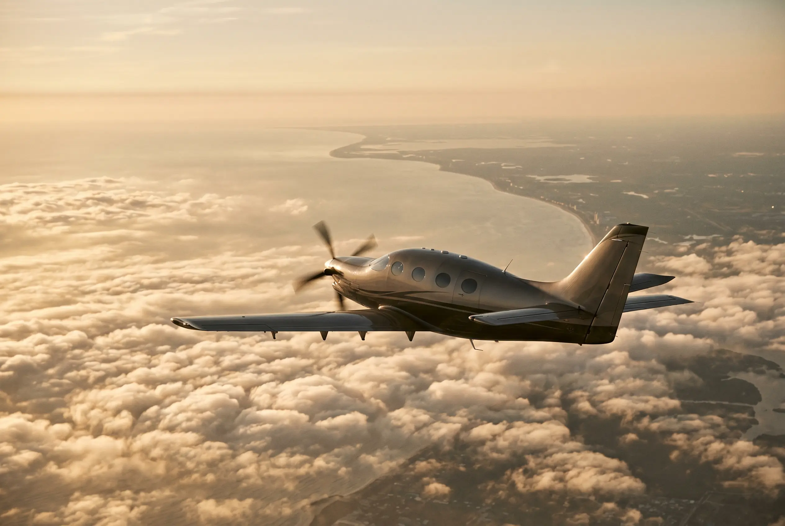 Epic E1000 GX in flight at altitude en route from New York to Miami