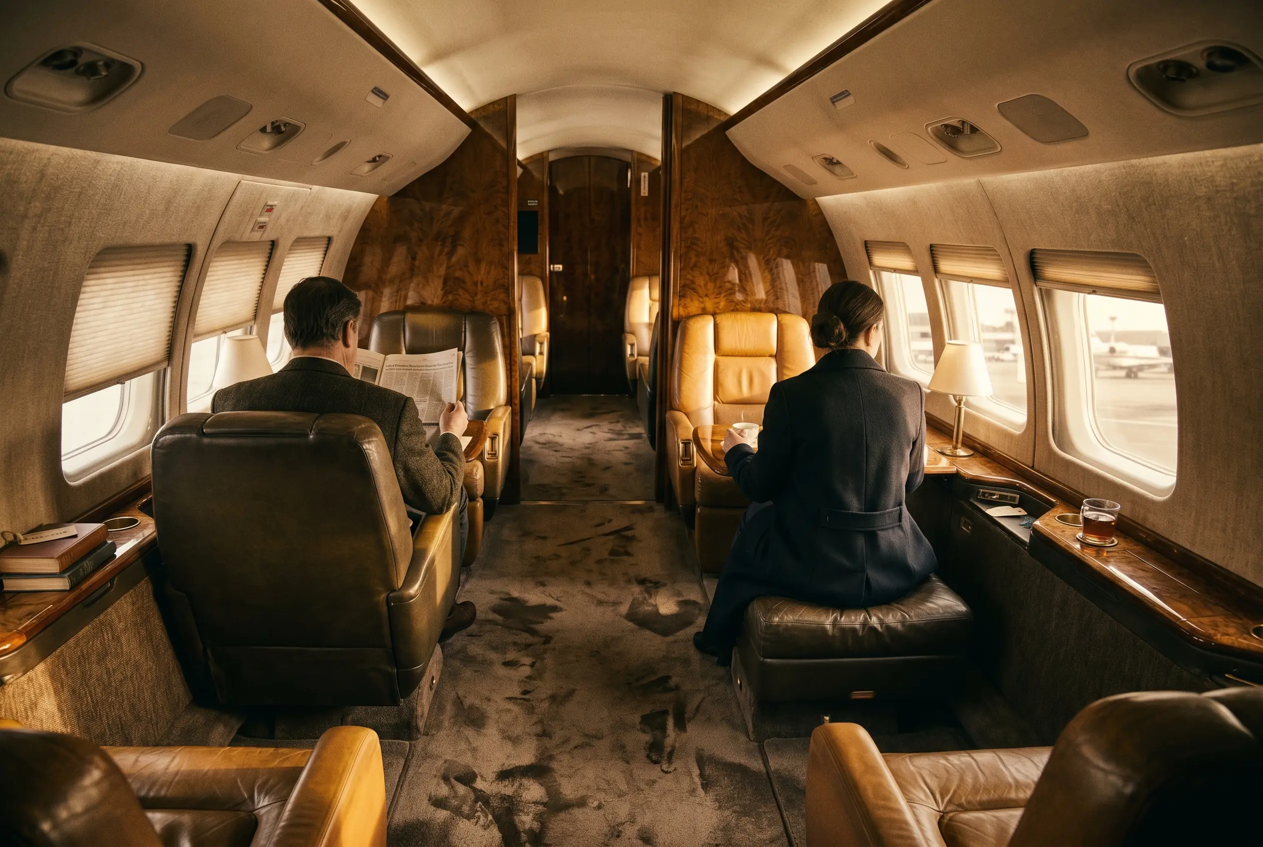 Dassault Falcon 2000LXS cabin appointed for the New York to Miami charter