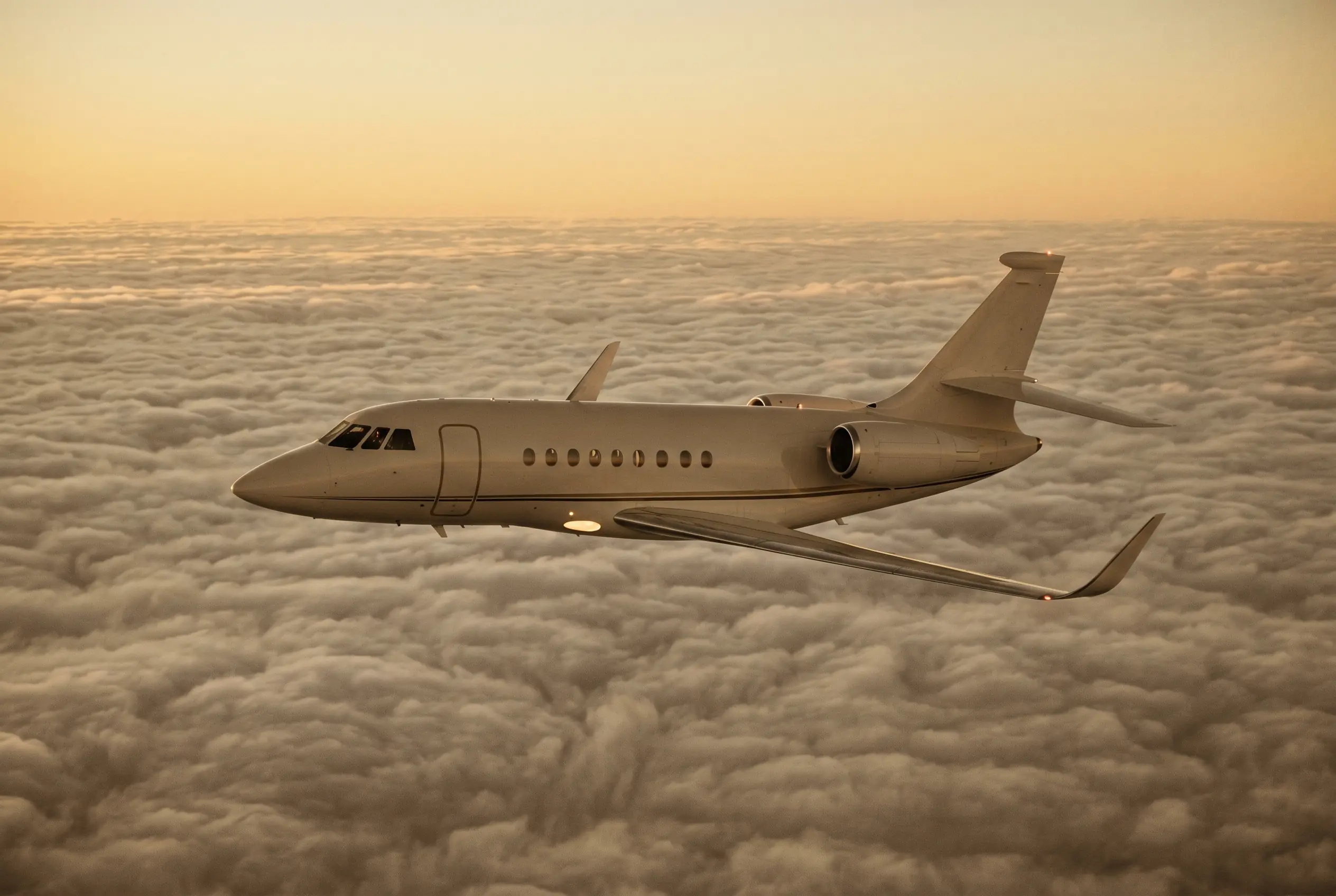 Dassault Falcon 2000LXS in flight at altitude en route from New York to Miami