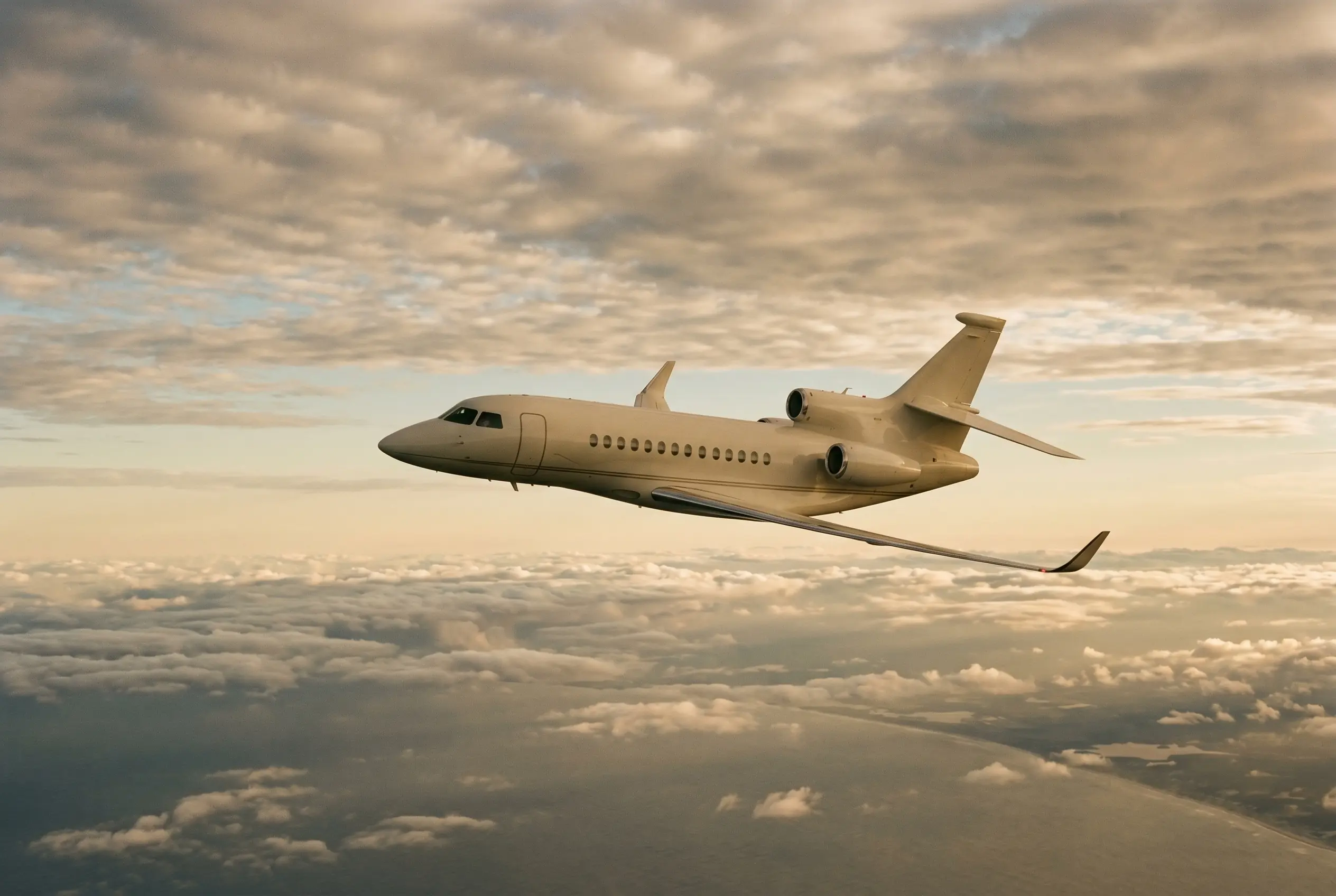 Dassault Falcon 8X in flight at altitude en route from New York to Miami