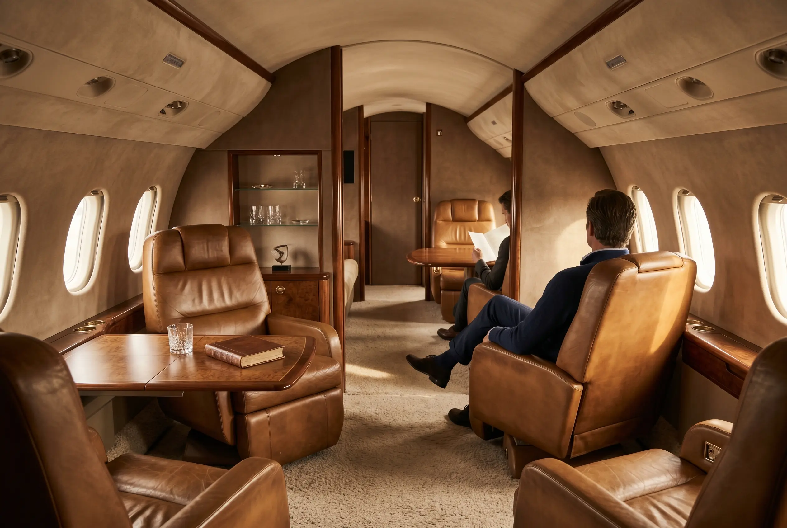 Dassault Falcon 900LX cabin appointed for the New York to Miami charter
