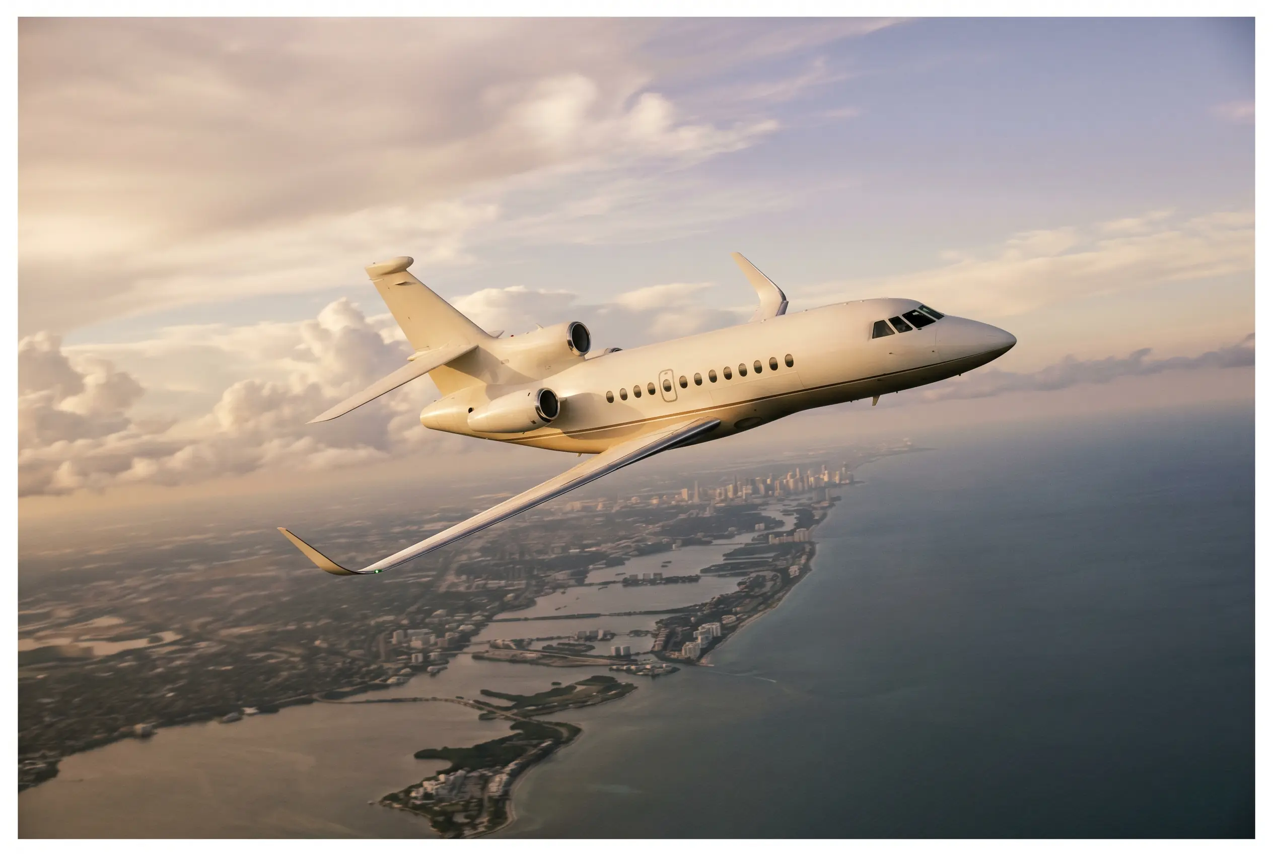 Dassault Falcon 900LX in flight at altitude en route from New York to Miami