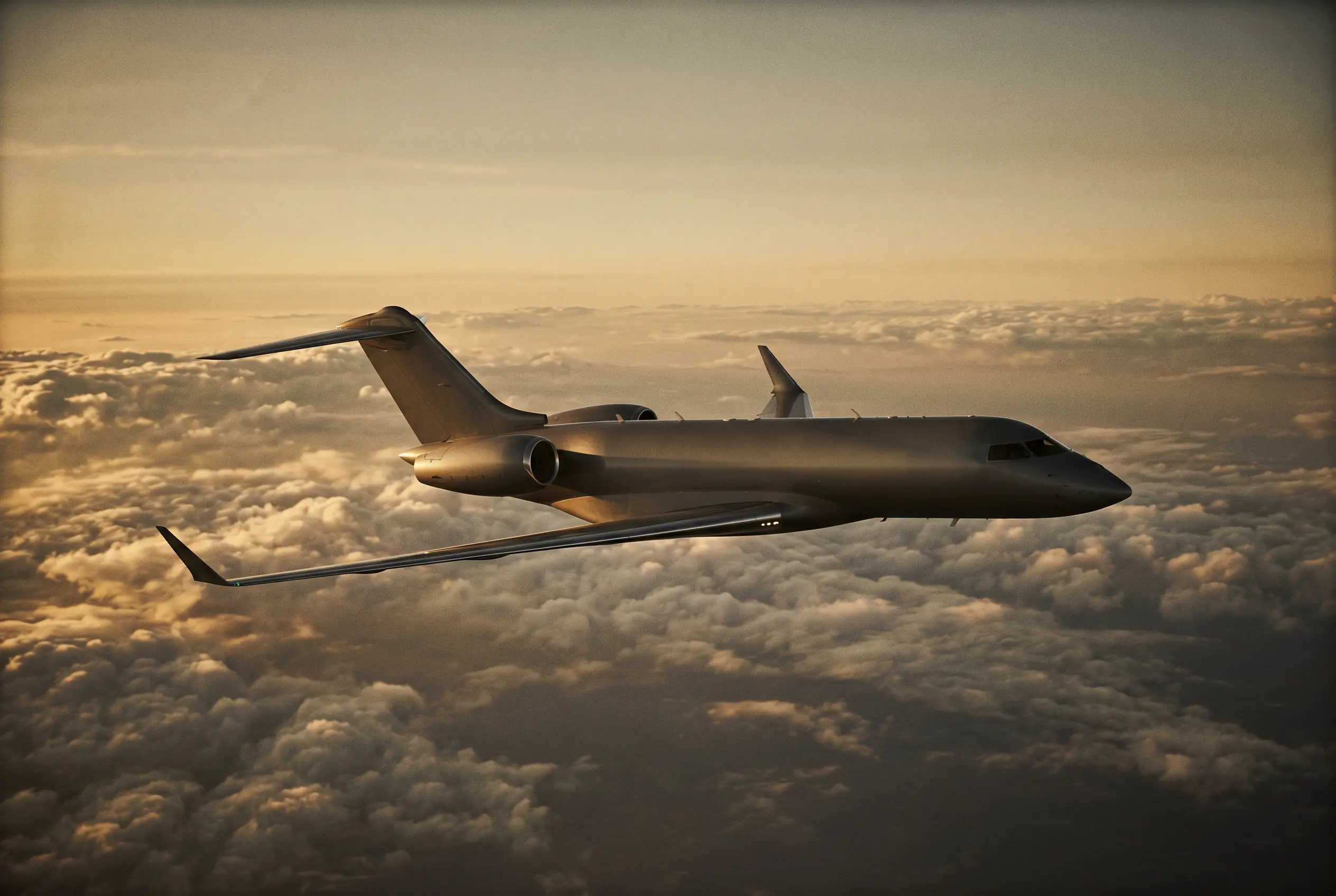 Bombardier Global 6000 in flight at altitude en route from New York to Miami