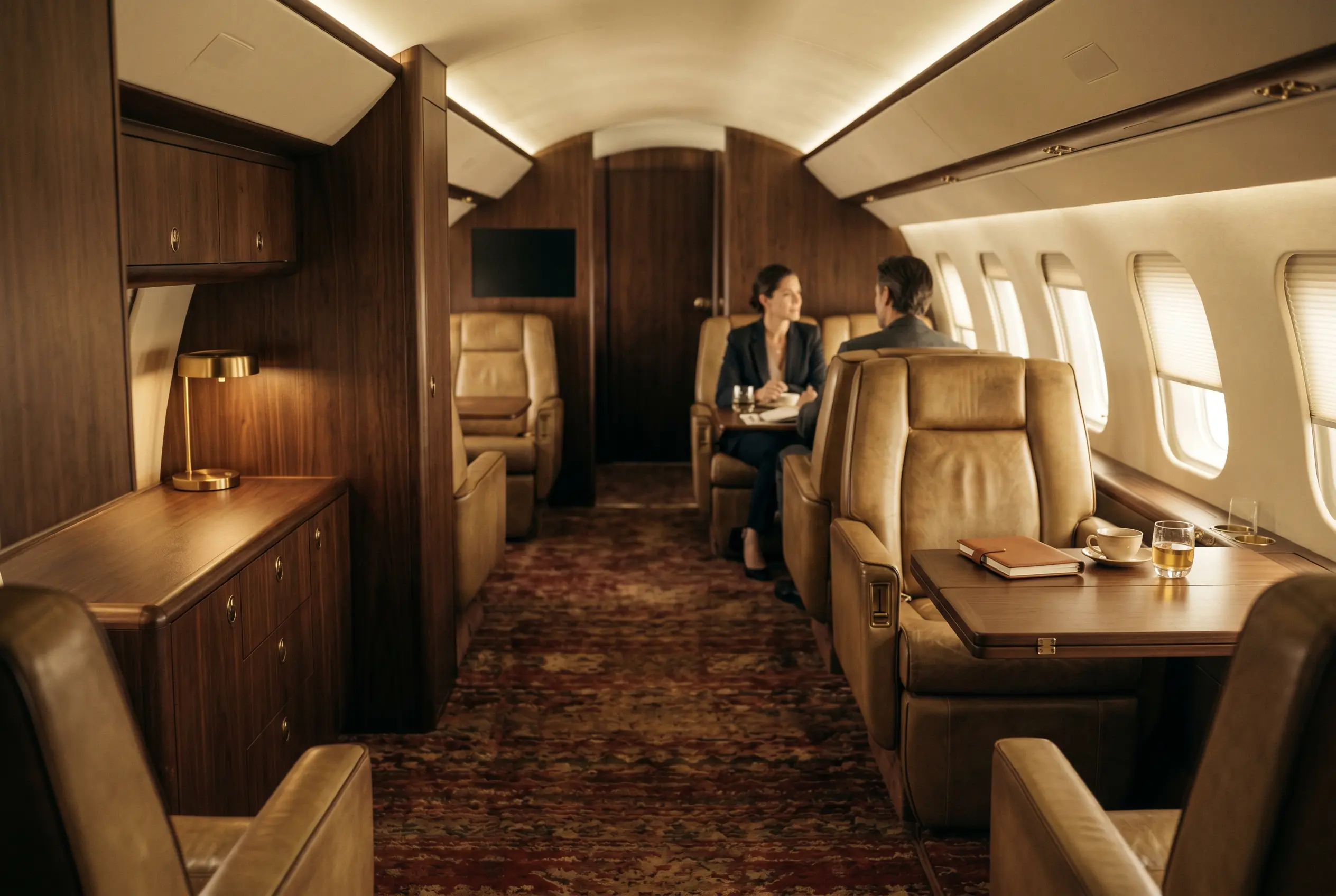 Bombardier Global 7500 cabin appointed for the New York to Miami charter