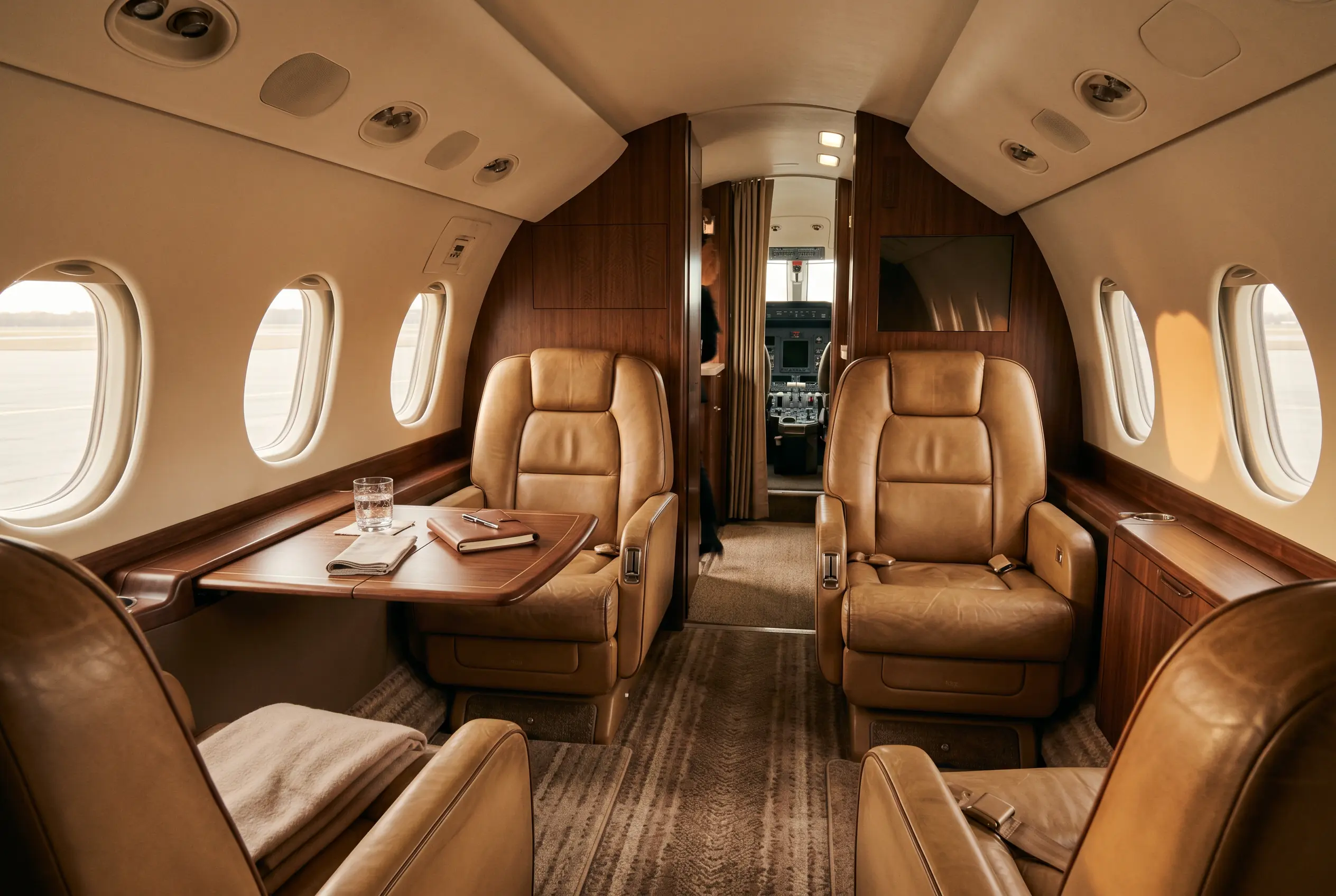 Gulfstream G200 cabin appointed for the New York to Miami charter