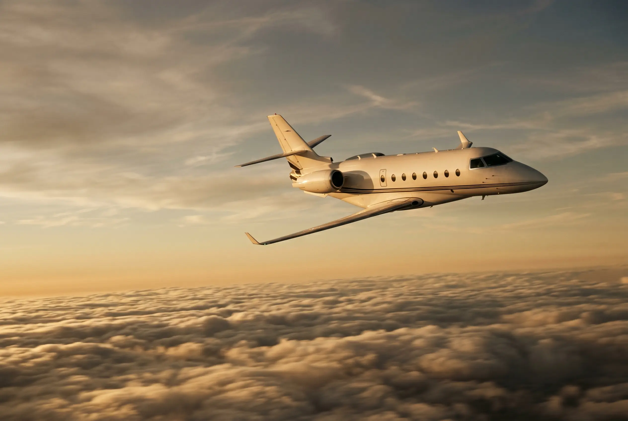 Gulfstream G200 in flight at altitude en route from New York to Miami