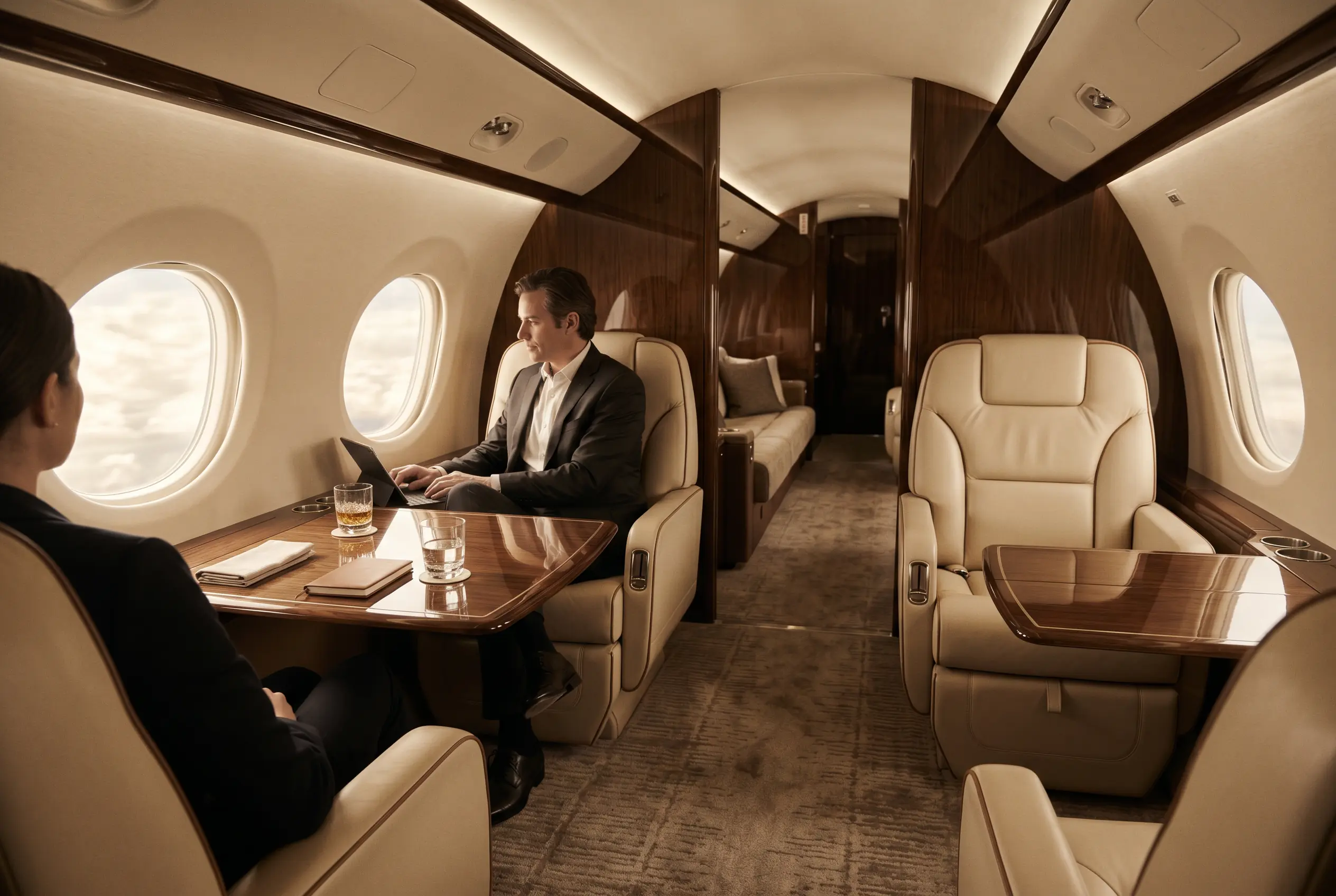 Gulfstream G600 cabin appointed for the New York to Miami charter