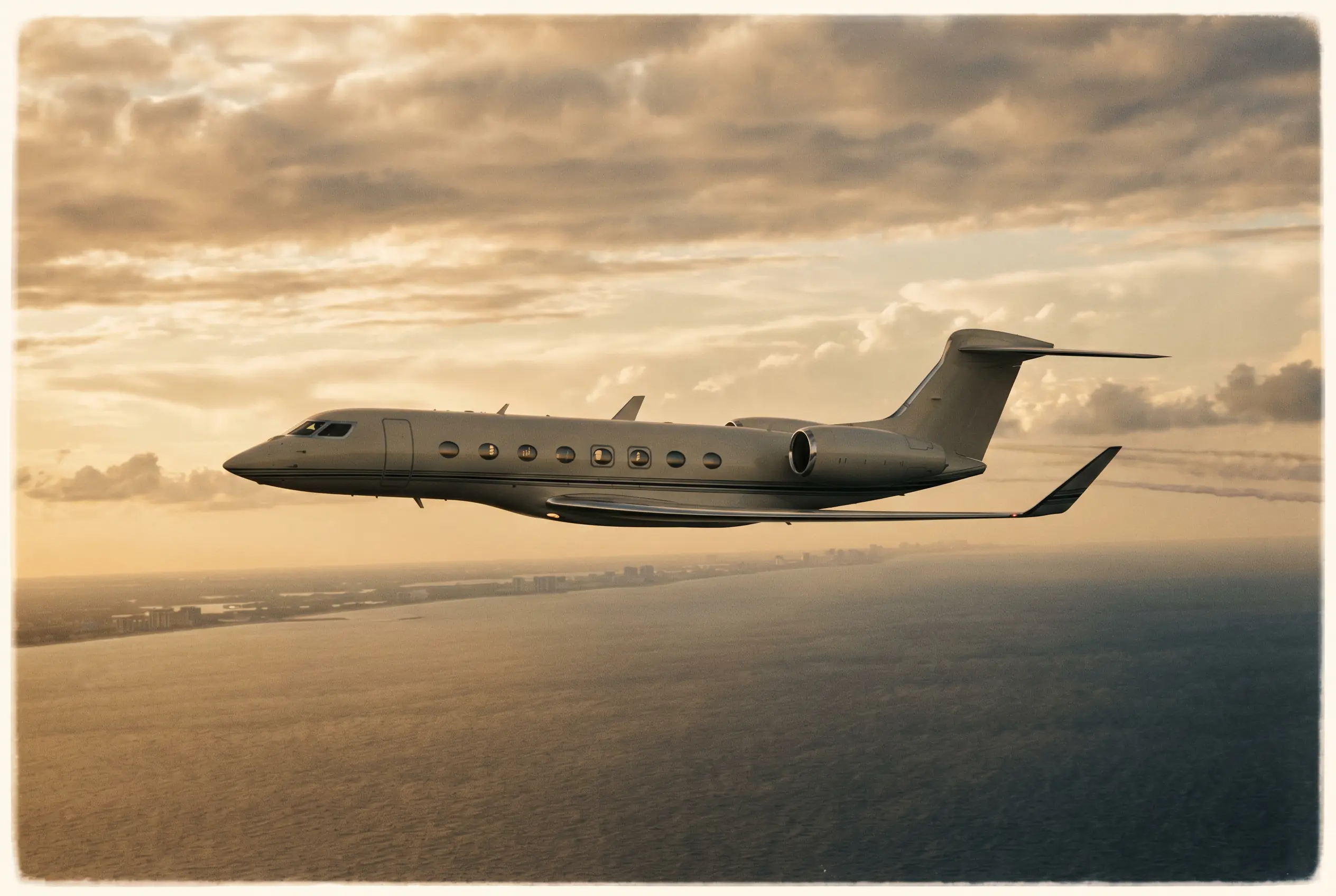Gulfstream G650ER in flight at altitude en route from New York to Miami