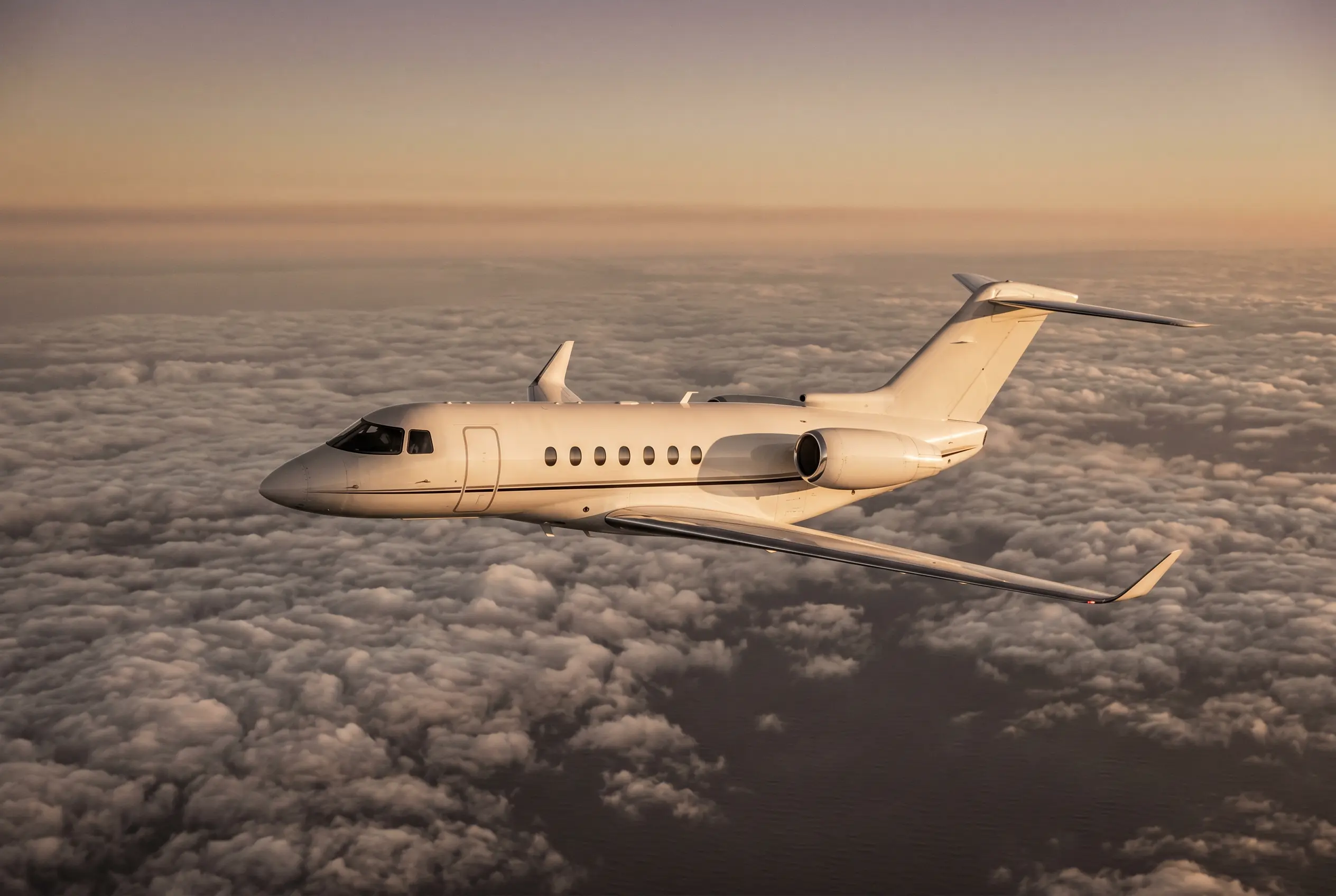 Hawker 4000 in flight at altitude en route from New York to Miami