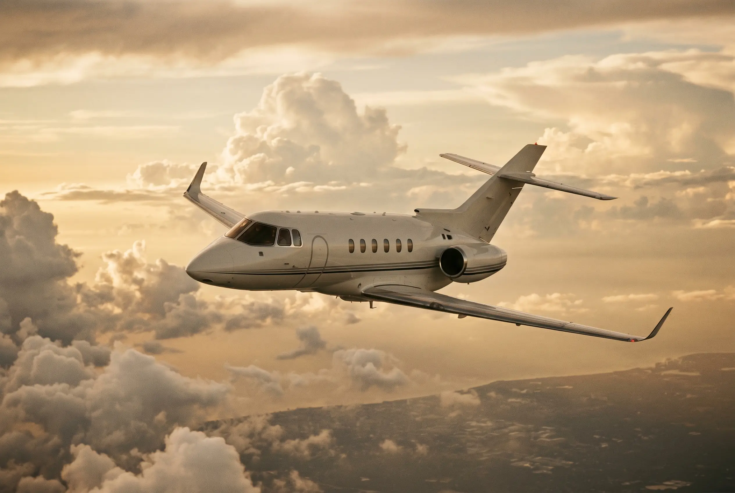 Hawker 800XP in flight at altitude en route from New York to Miami