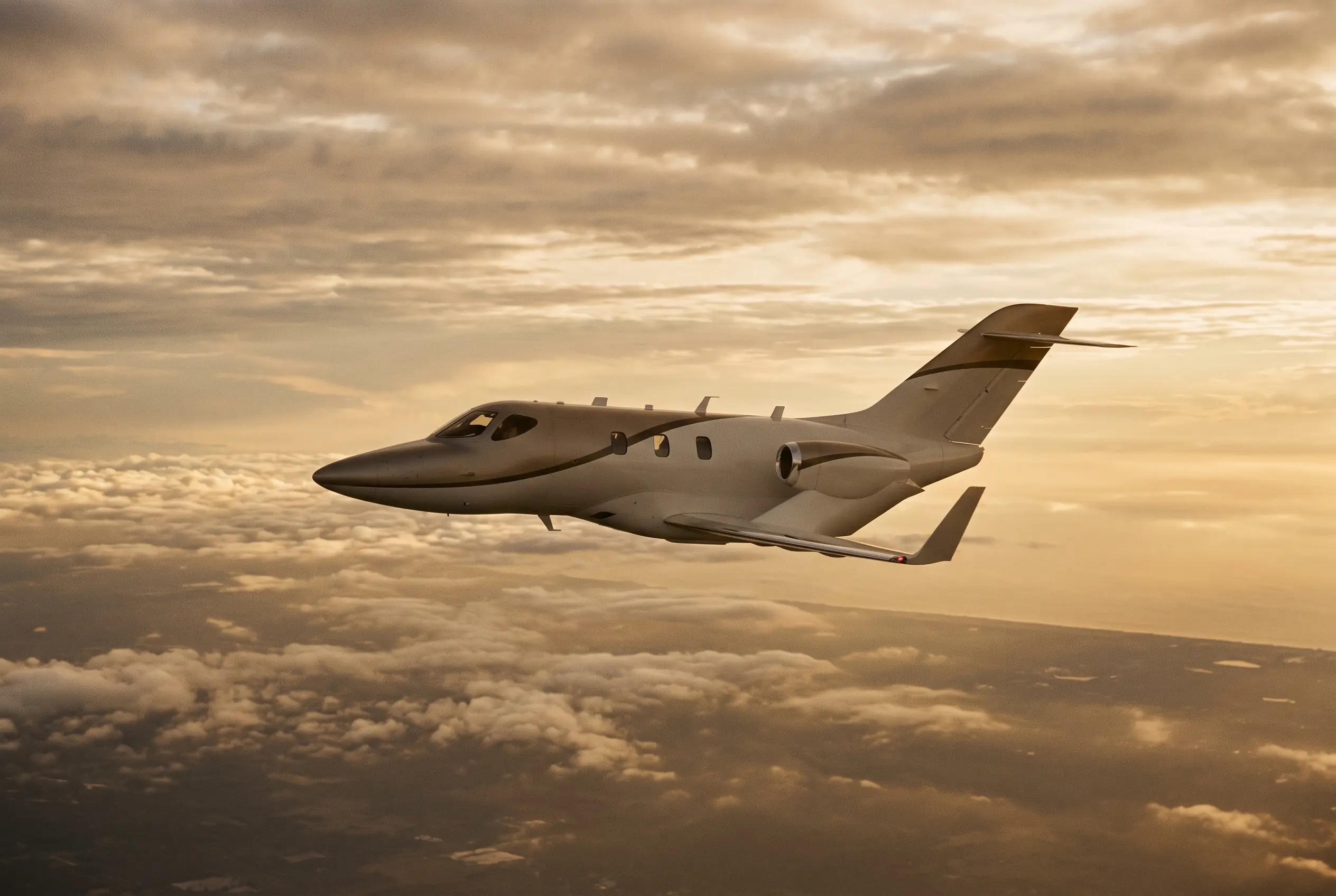 HondaJet Elite II in flight at altitude en route from New York to Miami