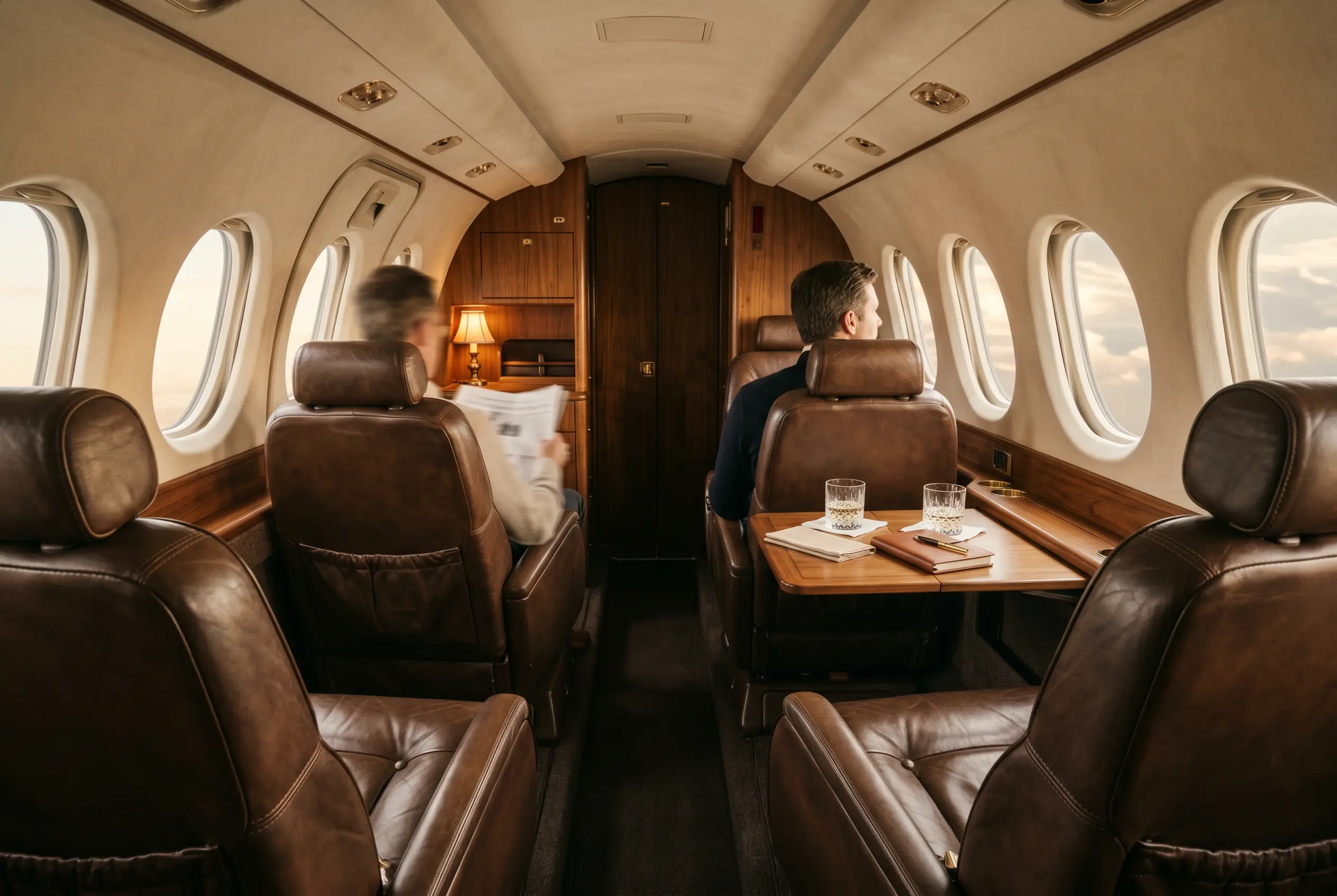 Beechcraft King Air 260 cabin appointed for the New York to Miami charter