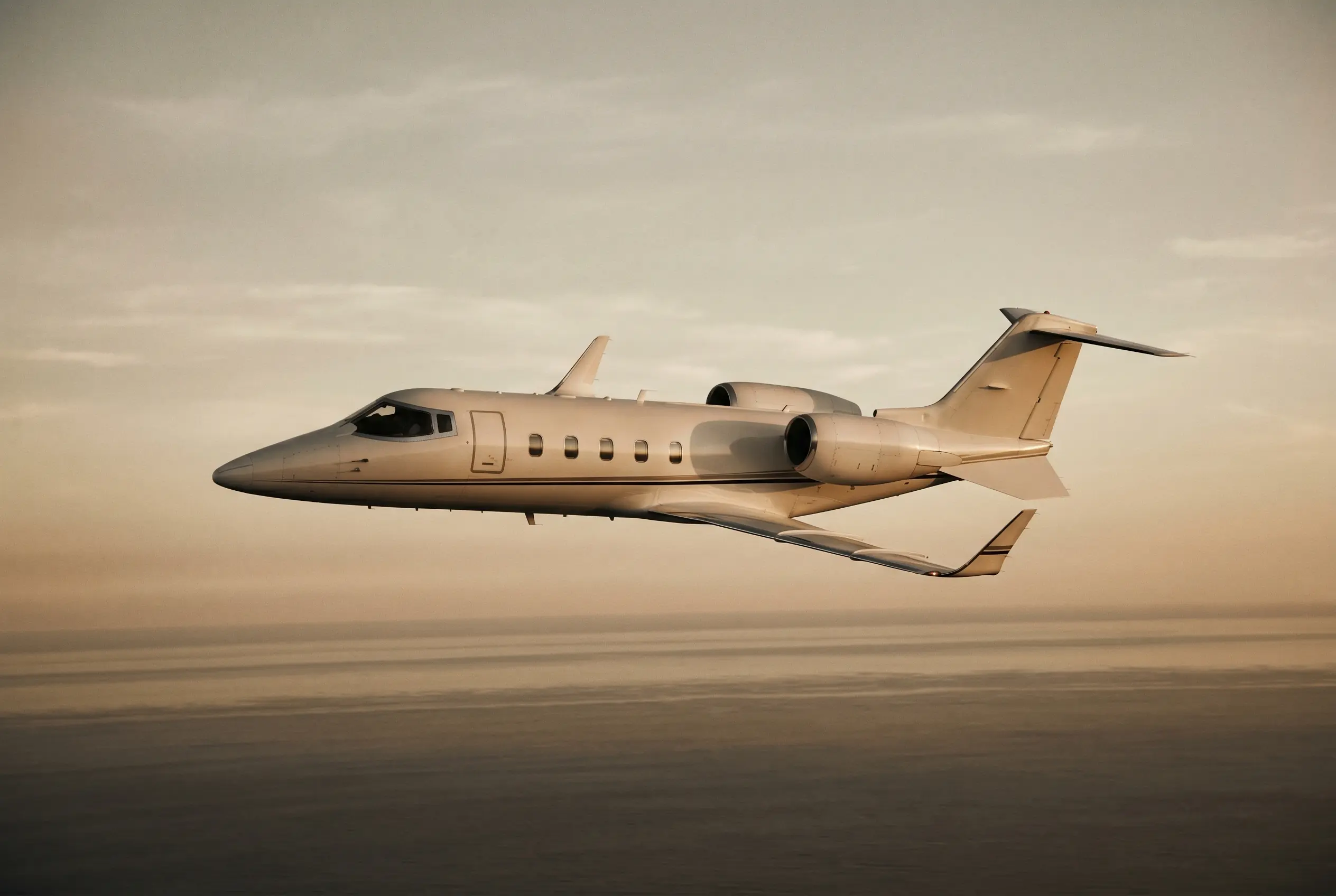 Bombardier Learjet 60XR in flight at altitude en route from New York to Miami