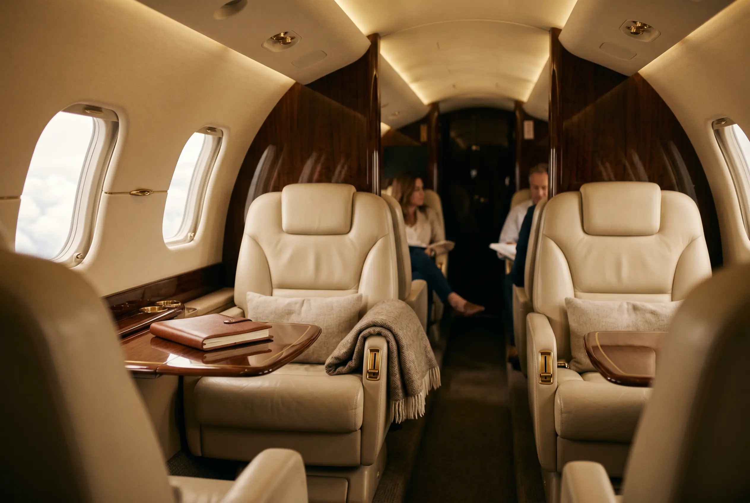 Bombardier Learjet 75 cabin appointed for the New York to Miami charter