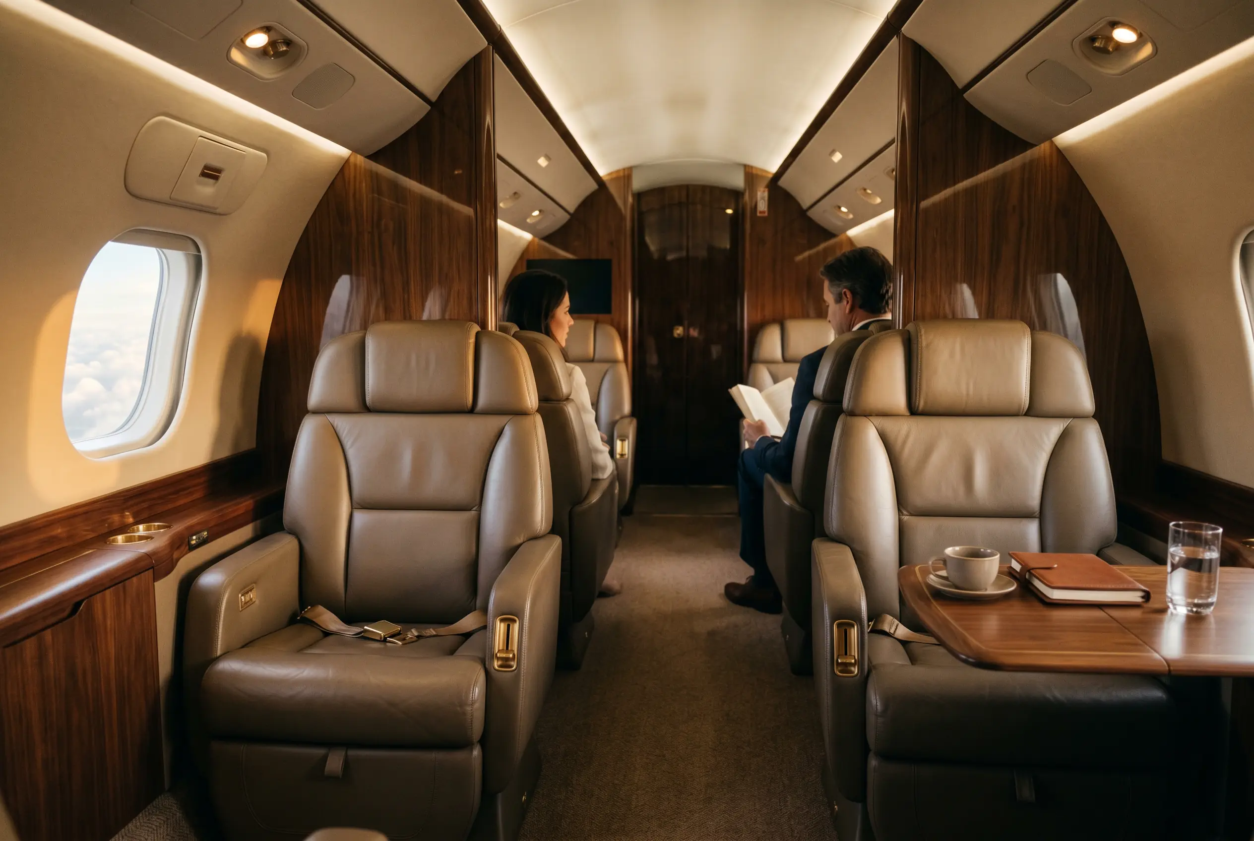 Embraer Legacy 500 cabin appointed for the New York to Miami charter