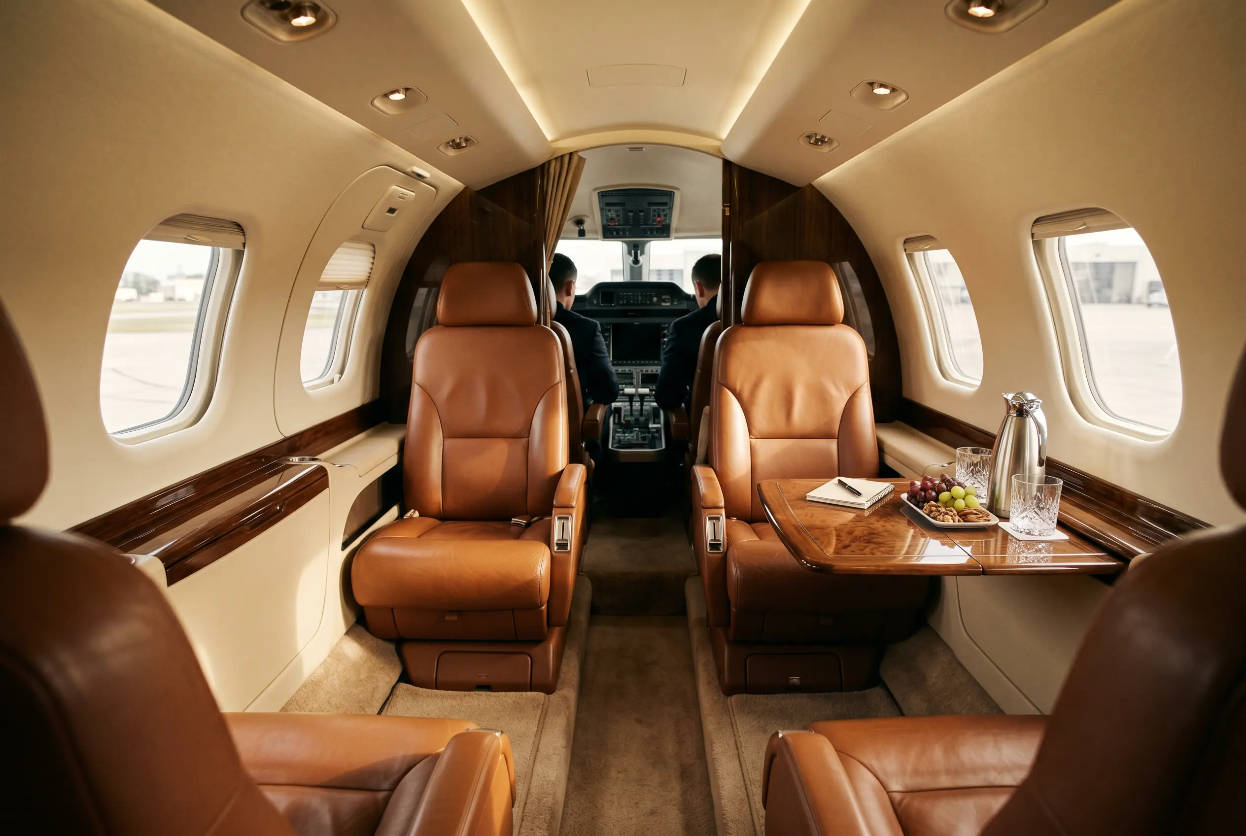 Embraer Phenom 100EV cabin appointed for the New York to Miami charter
