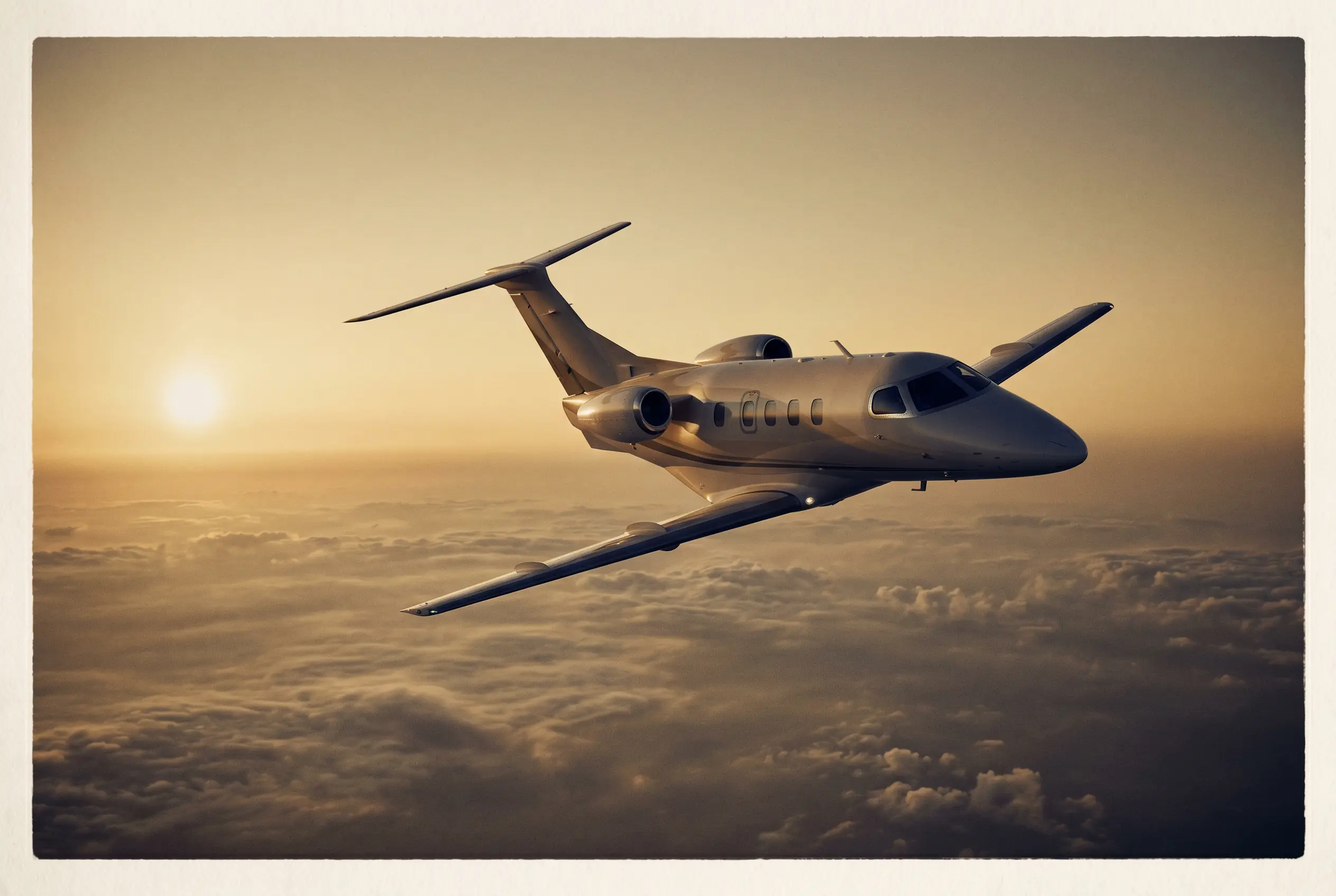 Embraer Phenom 100EV in flight at altitude en route from New York to Miami