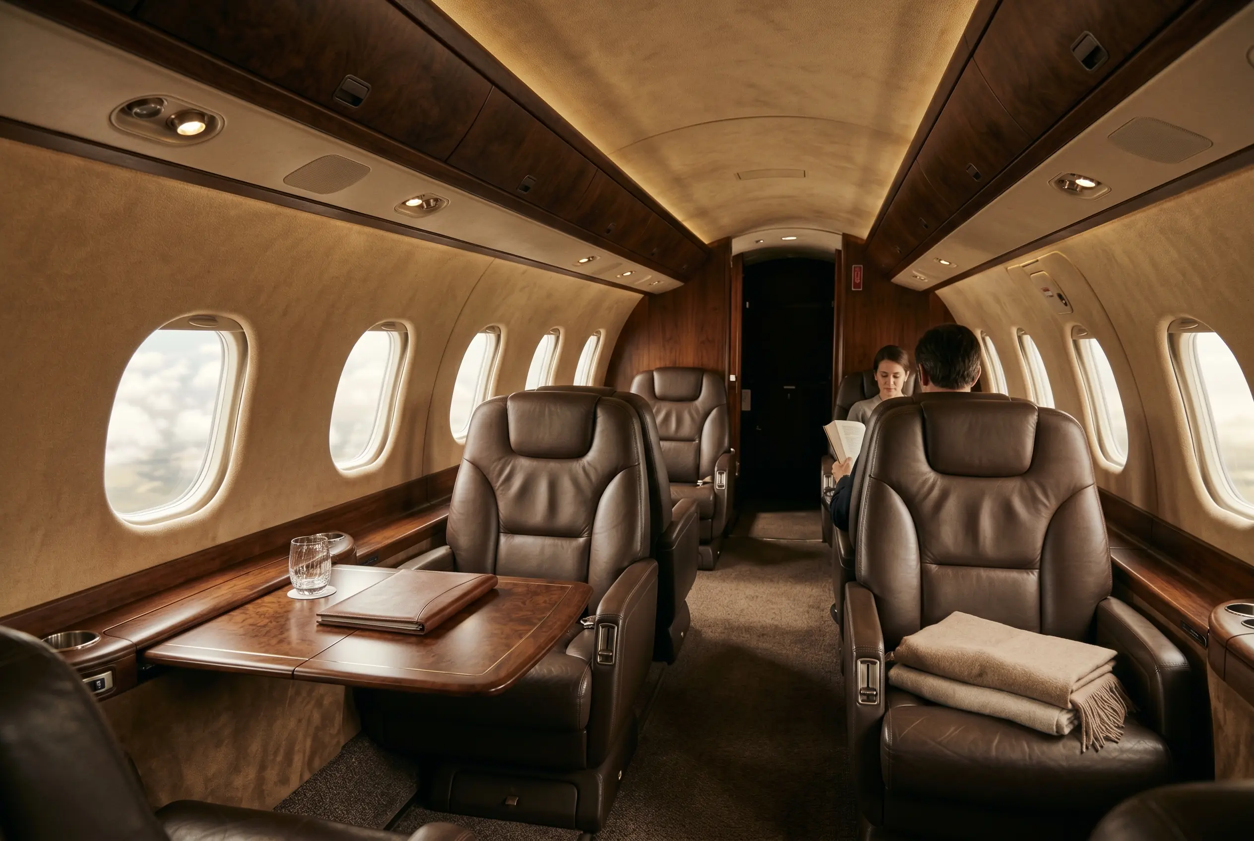 Embraer Phenom 300E cabin appointed for the New York to Miami charter