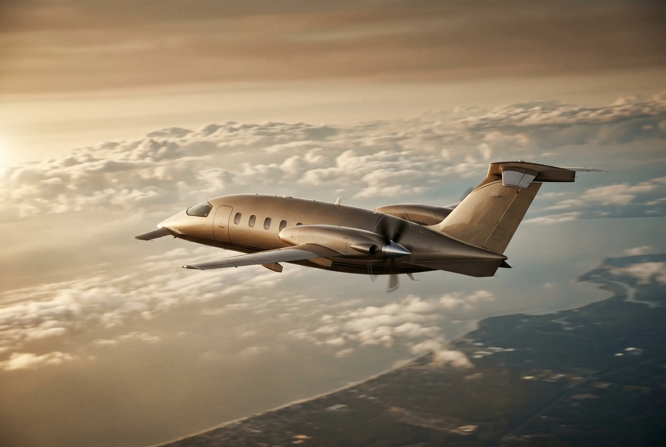 Piaggio P.180 Avanti EVO in flight at altitude en route from New York to Miami