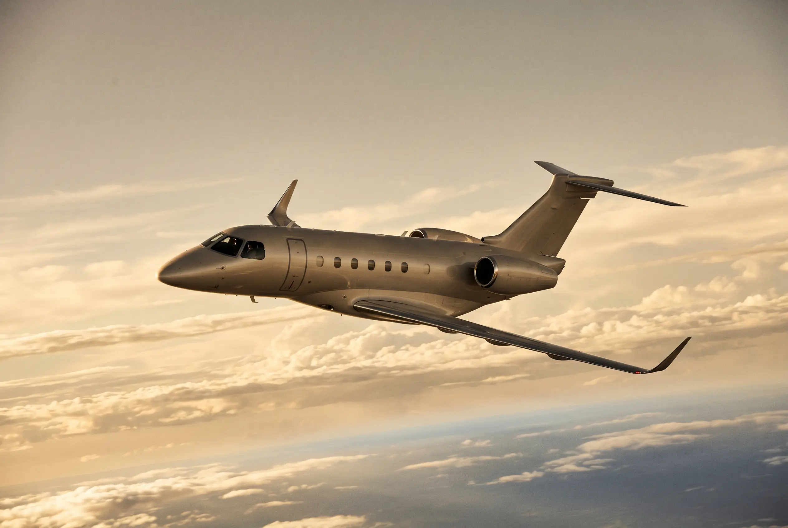 Embraer Praetor 600 in flight at altitude en route from New York to Miami