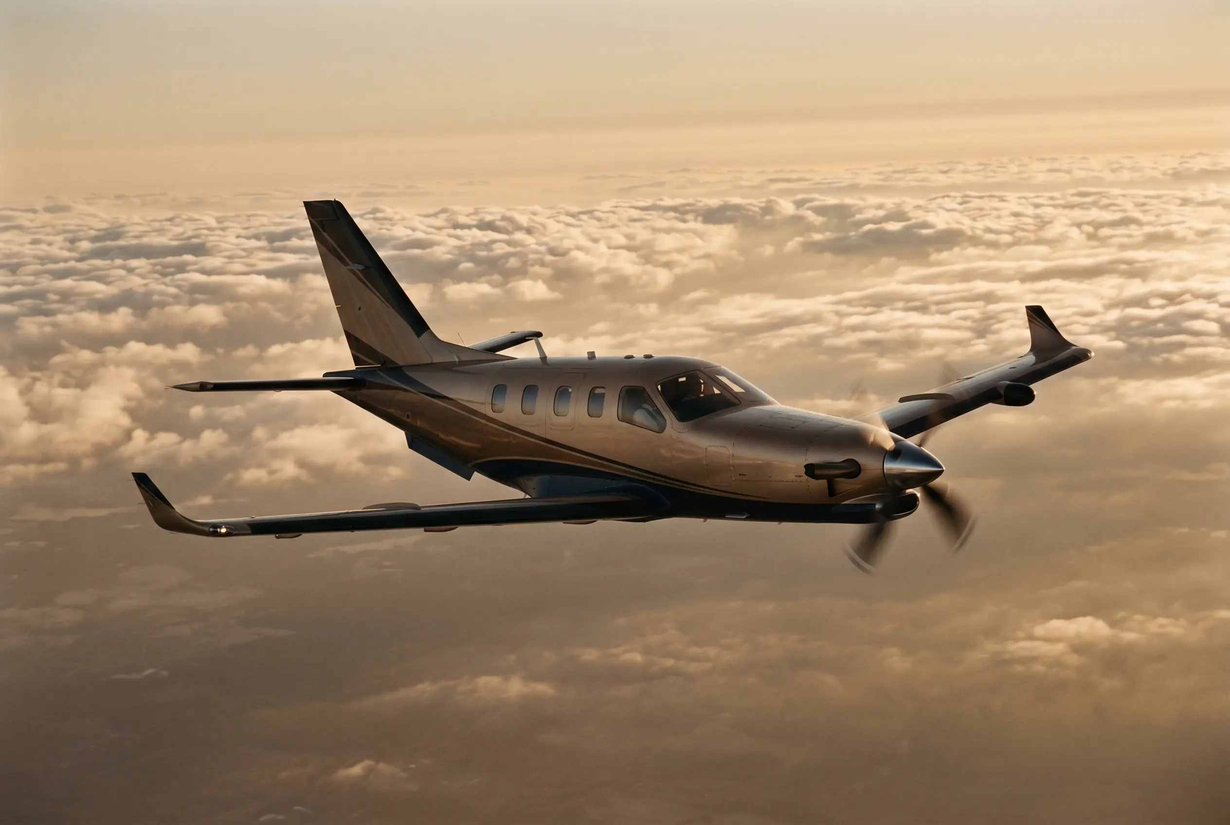 Daher TBM 960 in flight at altitude en route from New York to Miami